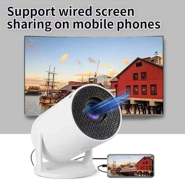 HY200 Portable 1080P, 270 Adjustable Angle, Movie Projector for Phone/Laptop/TV Box, Speaker & /USB Input 26W0317