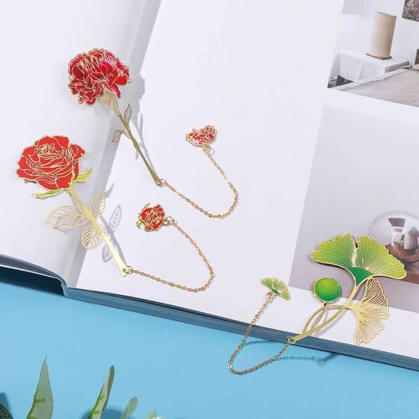 Chinese Style Metal Hollow Painted Bookmark Retro Color Tassel Book Markers School Office Supplies S26317