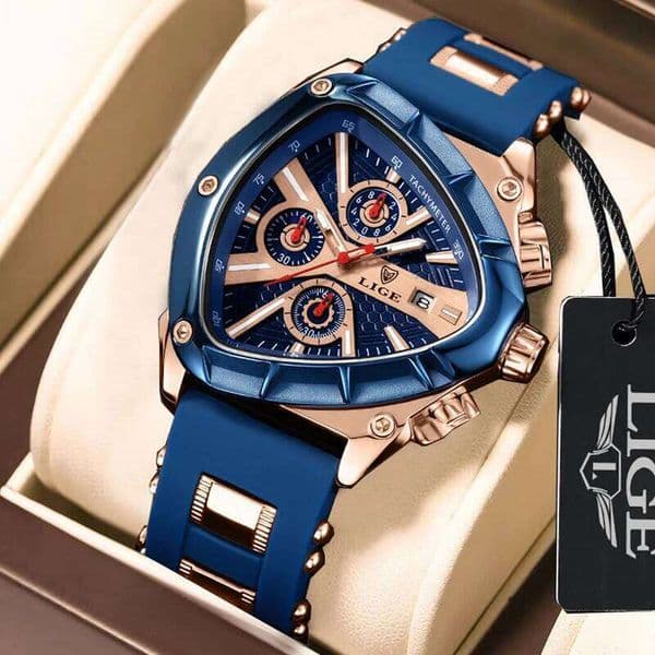 LIGE Watch Men Luxury Brand Business Luminous Waterproof Male Clock Calendar Man Triangle shape Quartz Wristwatches Relogio Masc