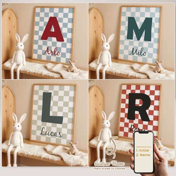 ed Custom Name Cartoon Child Stripe Wall Art Print Picture Canvas Poster Painting For Living Room Home Decor Gift (No picture frame 26W0317