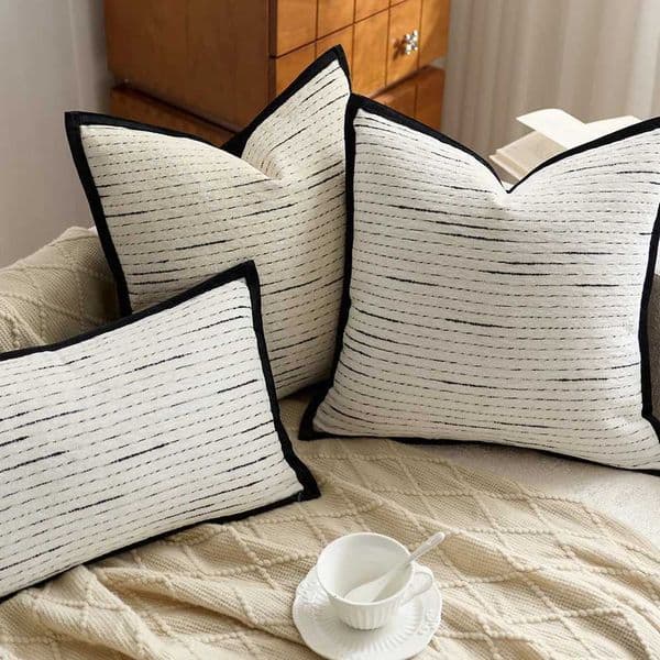 pillowcase French Chenille Light Luxury Cushion Cover Striped Jacquard case Living Room Sofa Design with Covers Decorative C260314