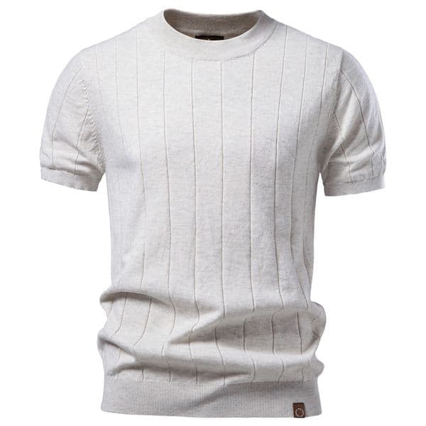 Spring/summer New Highquality European Size Pure Cotton Shirt Round Neck Hoodie Knitted Shortsleeve Polo For Men Business Men's Shortsleeve Sweater