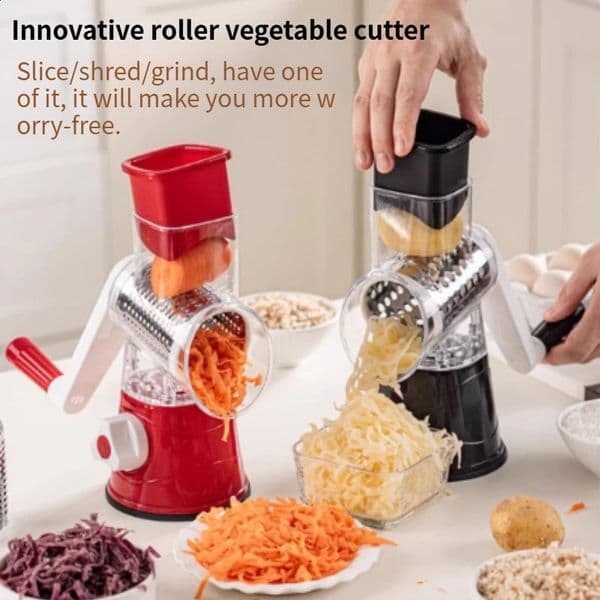 selling 3-in-1 manual vegetable cutting machine with 3 sharp rollers cheese potatoes garlic kitchen cooking accessories 260311