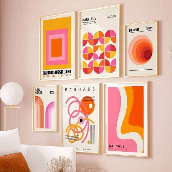 k Bauhaus Abstract Line Geometry Posters Modern Wall Art Prints Gallery Canvas Painting Pictures For Living Room Decor (No picture frame 26W0317