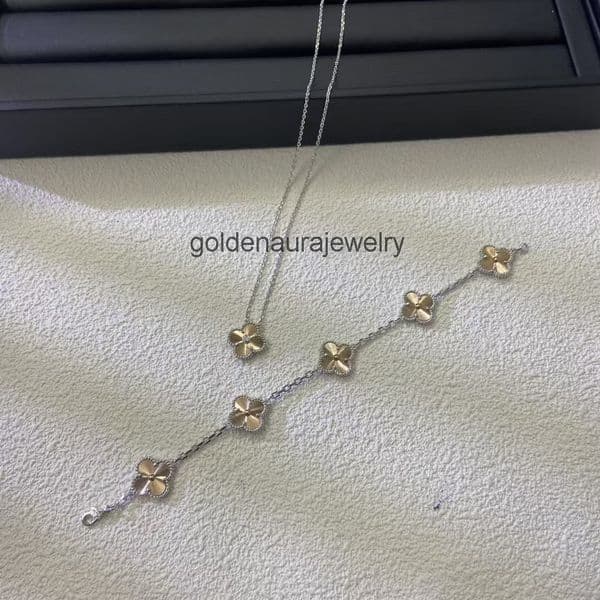 Designer jewelry vanly cleefity necklace Plated Color-Blocked Thick Four-Leaf Clover Necklace Five-Flower Bracelet Rose Fashion