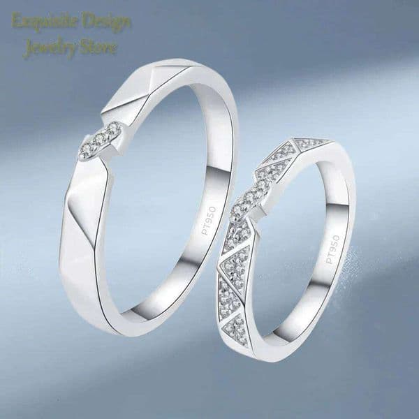 Exquisite Store PT950 Platinum Unisex Ring, Moissanite Diamond Lovers Women&Men Couple Rings, Wedding Band Valentine's Day Gift S260316