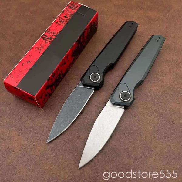 2Models 7551BLK Launch 18 Folding Knife 2.79 CPM-154 pocket knife Drop Point Blade, couteau fixed blade knife Black Aluminum Handles