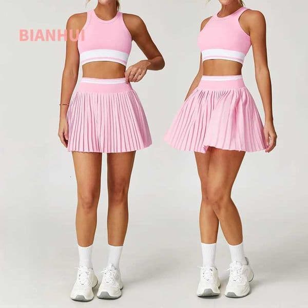 BIANHUI Summer Tennis Sports Set Female Clothing Yoga Sportswear Quick-Dry High-Waist For Women Fitness Womens Two Pieces Set H260314