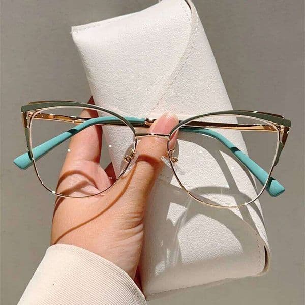 New Minimalist Metal Anti Blue Light for Women Fashion Cat Eye Glasses Business Computer Goggles 26Y0317