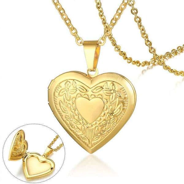 Trendy Stainless Steel Heart Locket Necklace for Women Girls, Can Be Opened Reliquary Pendant,with Family BFF Collar Jewelry