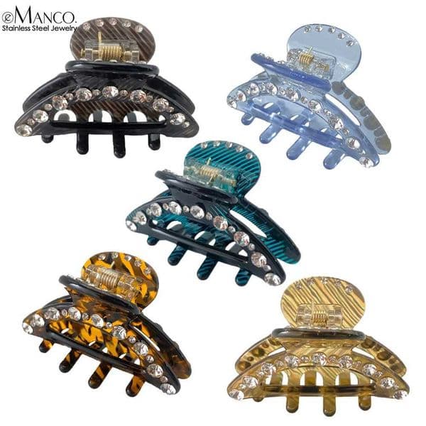 eManco Trendy Luxe Rhinestone - Studded Hair Claw Clips Diverse Color Options Fashion Hair Jewelry for Daily Wear Party Look H260317