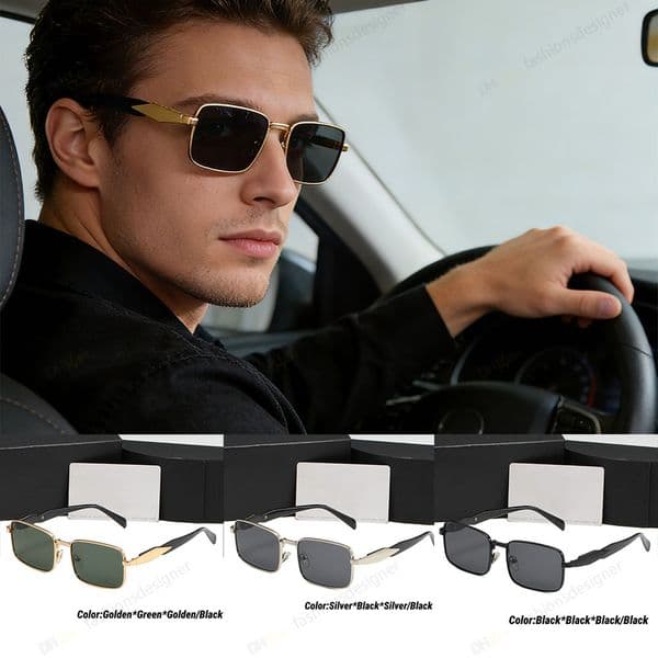 Sunglasses Men Men's Metal Square Sunglasses Rectangular Sunglasses UV400 Protection Driving Luxury Sun Glasses Multiple Colors Trangle Designer Mens Sunglasses