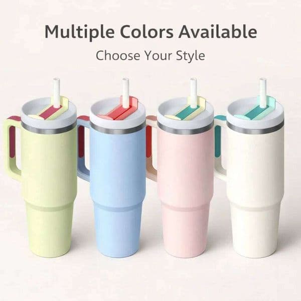 Insulated Tumbler with Handle and Straw Lid, 40oz Large Capacity Travel Mug, Stainless Steel Vacuum Cup for Hot Cold Drinks 26Y0317