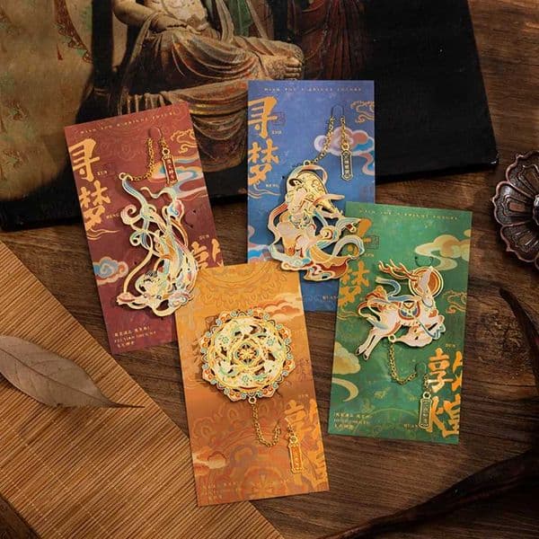 Chinese Bookmark Chinese Metal Hollow Bookmark Auspicious Animal Bookmark Bronzing Book Clip For Journals Notebooks Reading S26317