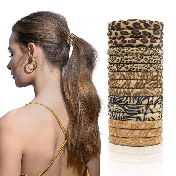 50pcs Seamless Elastic Hair Ties No Damage Ponytail Holders Leopard Animal Print Bands for Women Girls Thin Thick Accessory 260316