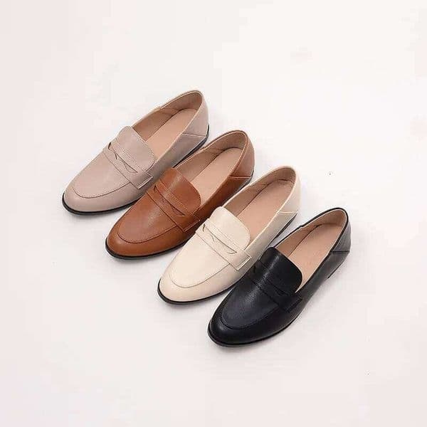 2026 Casual Loafers Women Leather womens shoes shoe rack Slip On Flats Shoes Vintage Shallow Round Toe Slides Designer Comfortable shoes for women Zapatos De Mujer