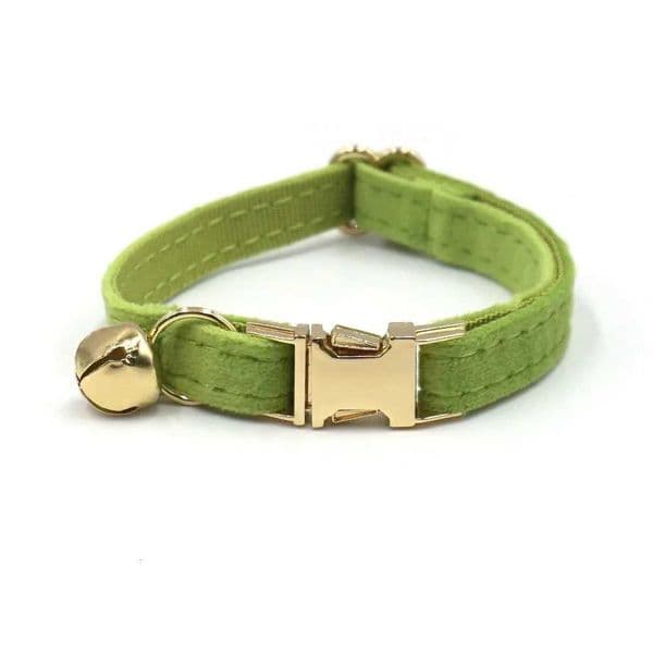 Portable Velvet Cat Collar Cute with Bell Kitten Collars Necklace Adjustable Light Gold Buckle Puppy Collar PetT260314