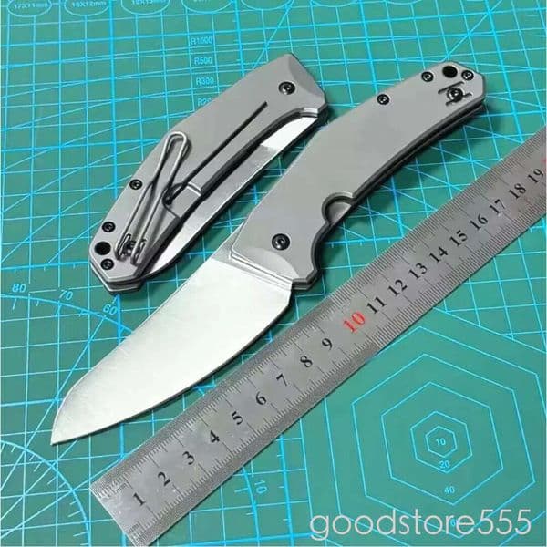 Spy-C211TIP couteau Folding Knife 3.15 LC200 N Satin Plain pocket knife fixed blade knife Blade, Gray Titanium Handles - C211