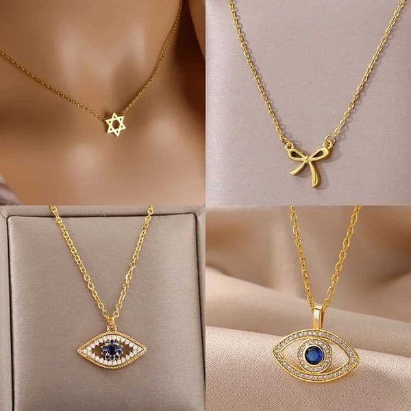 Pentagram Necklaces Pendants Stainless Steel Chain Star Of David Choker Necklace For Women Je Jewelry CollaresXJ260317