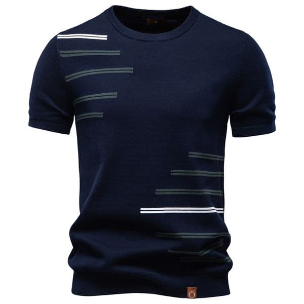 Hoodie Summer New Pure Cotton Men's Shortsleeve Knit Men's Shirt Polo Casual Roundneck Knit