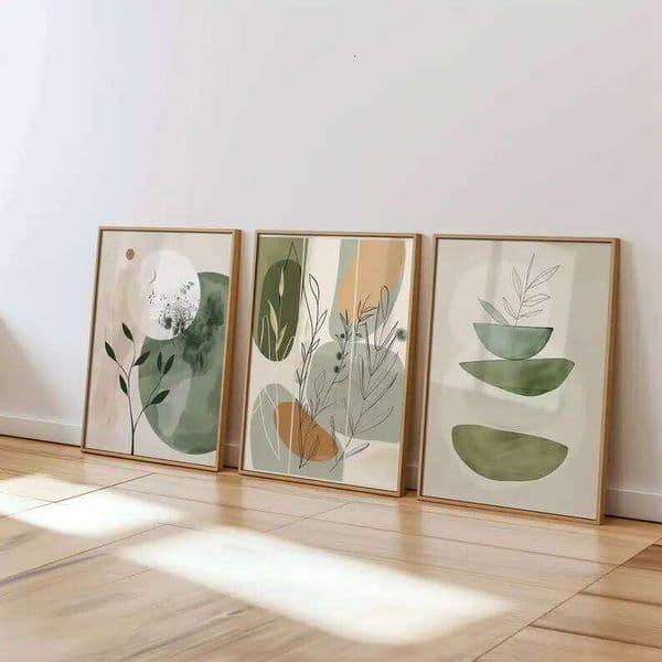 ohemian Flower Canvas Prints Minimalist Earthy Tone Plant Wall Art Posters for Modern Living Room Home Decor (No picture frame 26W0317