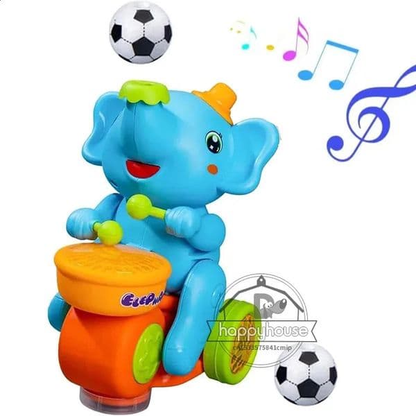 Musical Walking Elephant Drummer Toys for Kid Musical Toy with LED Light Music Sensory Activity Toys Learning Educational Toys 260313