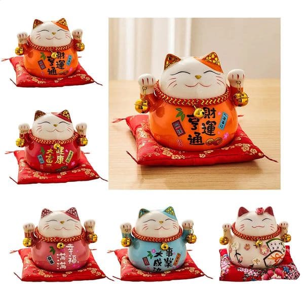 Ceramic Lucky Cat Figurine Statue Creative Good Luck Piggy Bank Fortune Wealth Business Gifts Home Decoration 260312