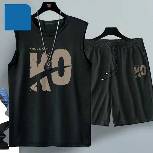 2024 Summer Men Clothing Harajuku Breathable fashion Sportswear Basketball suit casual short-sleeved T-shirt shorts 2-piece X260316