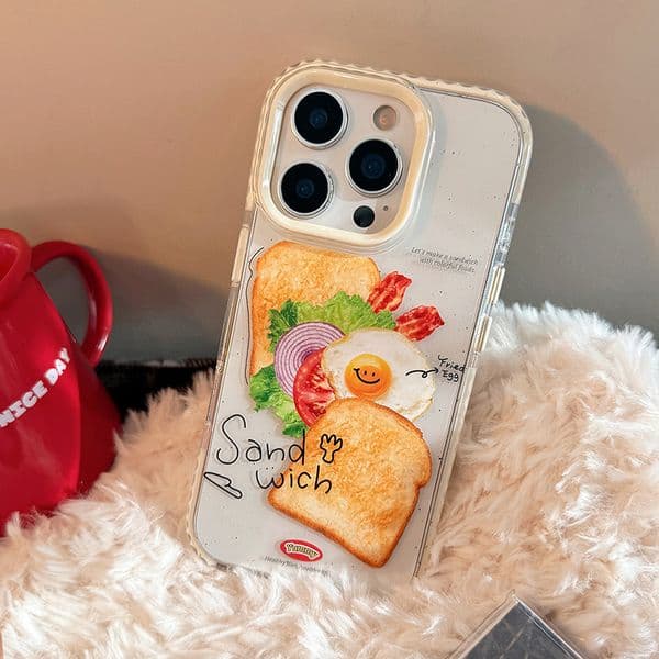 Colorful Toast Phone Case For Iphone 16 15 14 13 Pro 12 11 Max 16Promax Creative 16Pro Phone Case 15Pro Drop Proof 15Promax 14Pro Cover Hard 13Promax 12Promax Shell