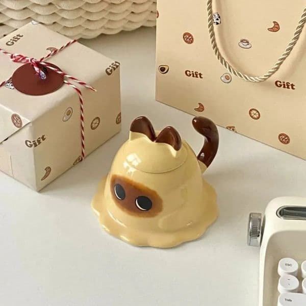 Kawaii Siamese Cat Mashed Potato Coffee Cup Cute Ceramic Mug Milk Cups High Appearance Level Kitchen Accessories Drinkware Mugs 260316