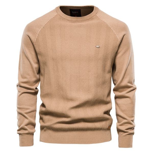 Men's Shirt Autumn Winter European American Solid Color Sweater Casual Men's Polo Hoodie Quality Knitwear Round Neck Trendy Top High Elastic Comfortable