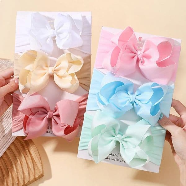 1PC Large Ribbon Bow Headband for Baby Girls Wide Nylon Turban born Bow Headwrap Gift Super Soft Babe Hair Accessories 260317