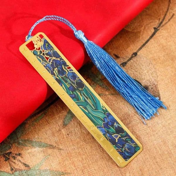 Oil Painting Metal Bookmark Tassel Pendant Student Gift Reading Book Clip with Ruler School Office Supplies Pagination Mark L260529