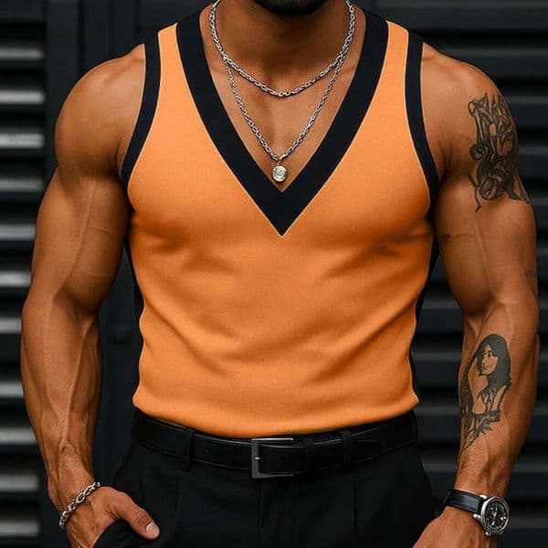 Men Tank INCERUN Fashion Patchwork Men's Clothing Sexy V Neck Summer Sleeveless Male Vests Tee Oversize S-5Xl Tops