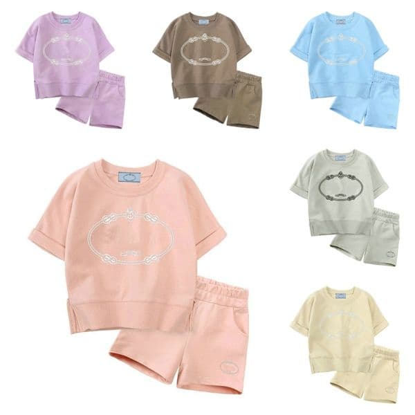 New 7 styles Luxury Logo Clothing Sets Kids Clothes Suits Girl Boy Clothing Summer Infantis Baby sets Designer chlidren sport suits 90-130
