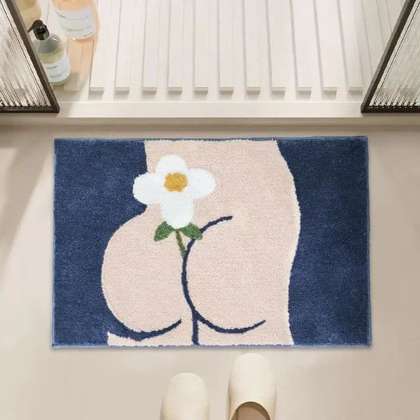 VIKAMA Bathroom Rug- Flannel Soft Toilet Door Mat - Bathroom Entrance Floor Mat - Bathroom Sink Area Carpet Home Decoration 260316