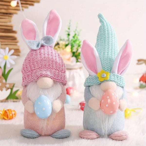 Easter Hugging Colorful Egg Forest Man Doll with Light Faceless Doll Home Ornament Easter Home Decoration