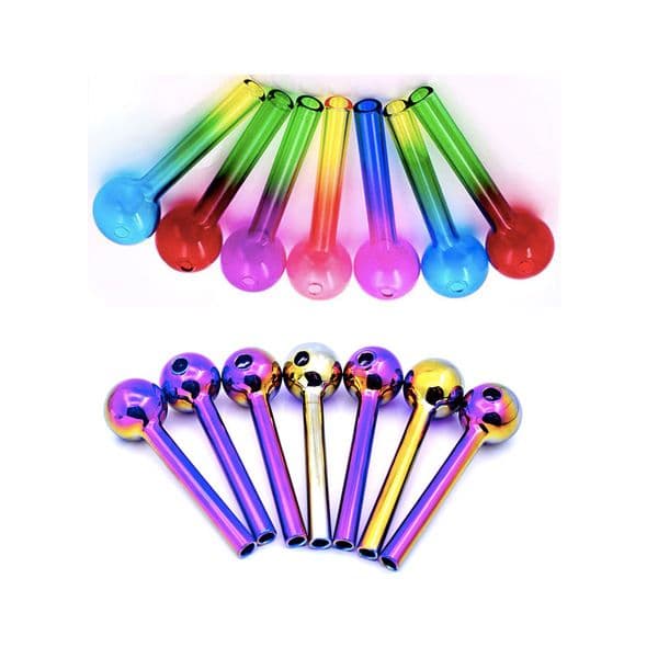 Wholesale mix Colorful Rainbow 4inch Thick heady colorful Glass Smoking Oil Burner Pipes Popular Smoke Straight Tube Straw Pipe Water Hand Nail Tips