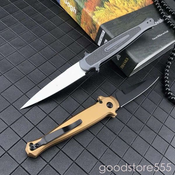 KS 7150 Launch 8 Push Button Quick Opening Folding knife fixed blade knife T6 Aviation Aluminum Handle Waist Clip Portable Pocket couteau Folding pocket knife k