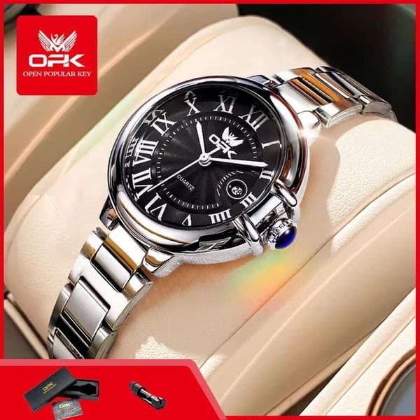 OPK 6039 Women's Original Steel Strap Roman Scale Elegant Fashion Quartz Wristwatches for Woman Waterpoof Ladies Watches