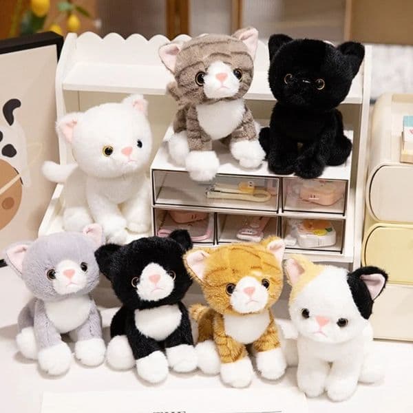 Cute 15CM Simulated Cat Doll Plush White Gray Kitten Pendant Car Pendant Keychain Kids Girls Gift 260313