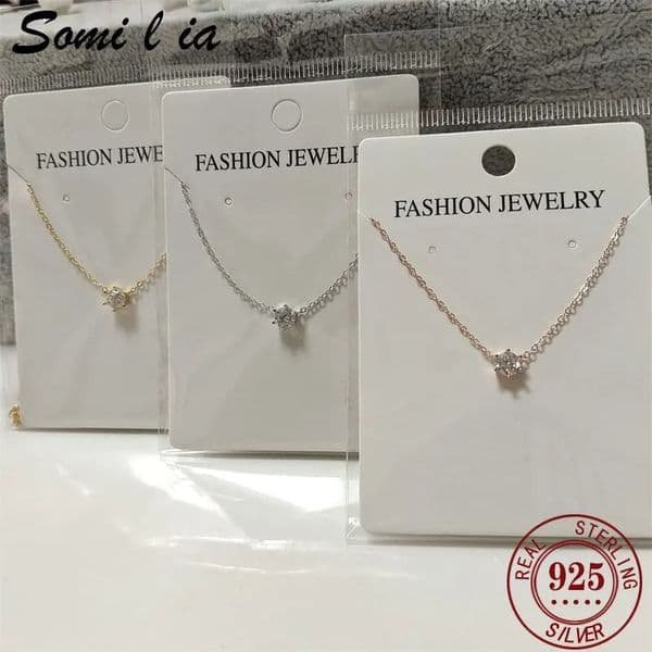 Somilia 925 Sterling Silver Necklace For Women 18K Rose gold Plated 5A Zircon Pendant Necklace Money Fine Jewelry Moms Gift 260312