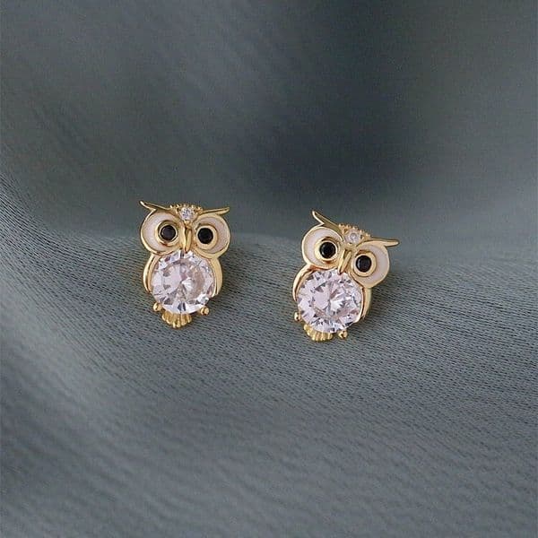 S925 pure silver cute owl for women, exquisite light luxury, fresh versatile, trendy and high-end earrings
