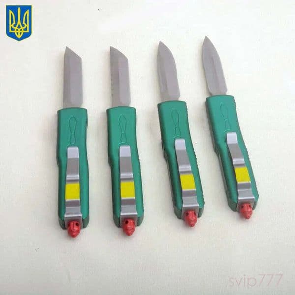 High End 7301 Tactical Knife D2 Stone Wash Blade pocket knife Green Aviation Aluminum Handle Outdoor couteau EDC Pocket Knives with Nylon Bag and fixed blade
