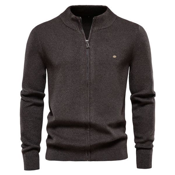 Autumn Winter New Shirt Cardigan Men's Sweater Zipper Solid Color Knitwear Quality Polo Hoodie Men's Clothing