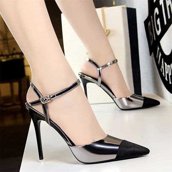 Women Pointed Toe Pumps Office Slimming Hollow Color Matching Shoes Stiletto High Heels Shoes 2024 New Fashion Sandals K260317