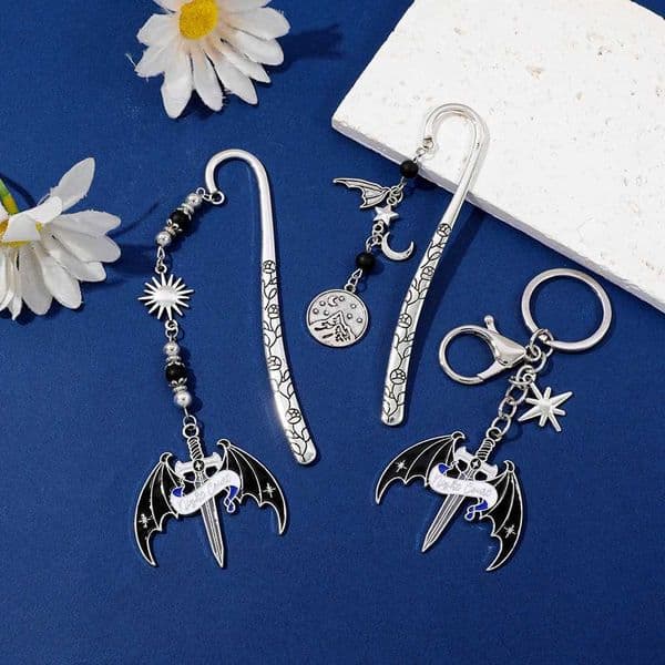 Charm Acotar Moon Bookmark - Fantasy Sun Star Silver Chain Pendant Tassel Night Court Metal Bookmarks Reading for Women Men S26317