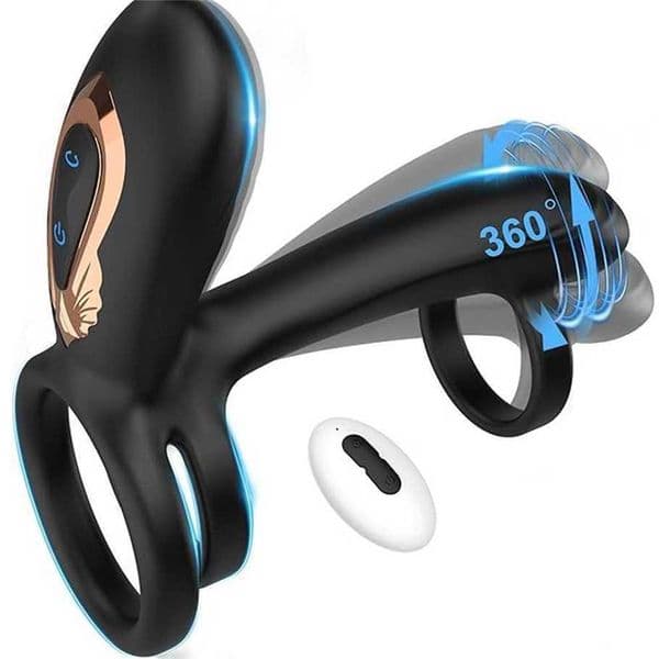 Remote Control Dual Penis Ring Vibrator Delay Time Prostate Massager Cock Rings Twisting Vibrating Sex Toy for Men Hj89