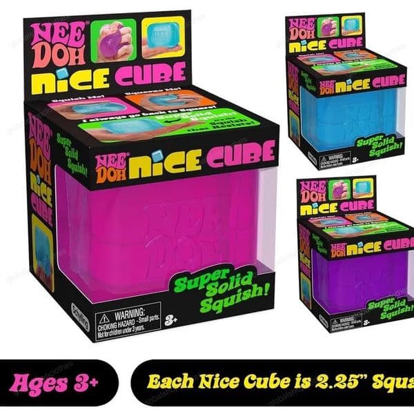 NeeDoh Nice Cube Schylling is a stress-relieving sensory squeezing toy.