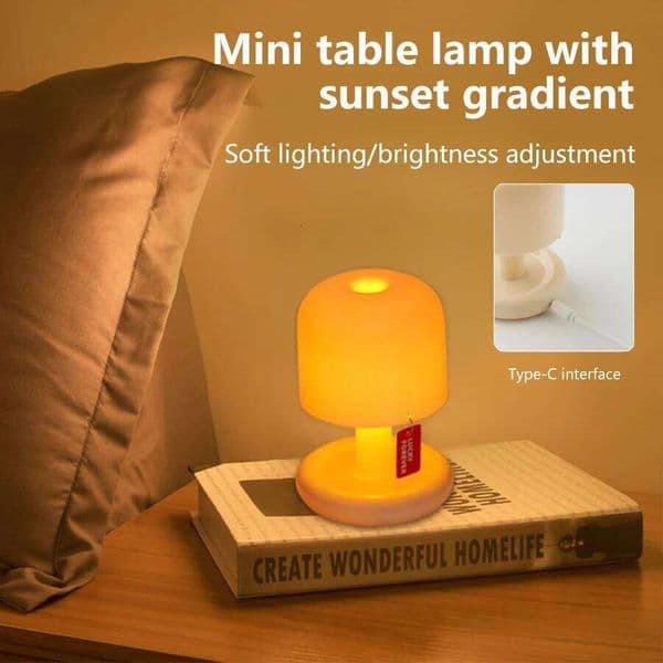 Sunset Night USB Rechargeable Led Mushroom Table Lamp Minimalist Desk Bedside Bedroom Bar Room Decor Atmosphere Mood Light 26H0318